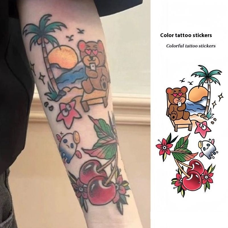 Color Flower Arm Waterproof Tattoo Sticker - EL CHEG