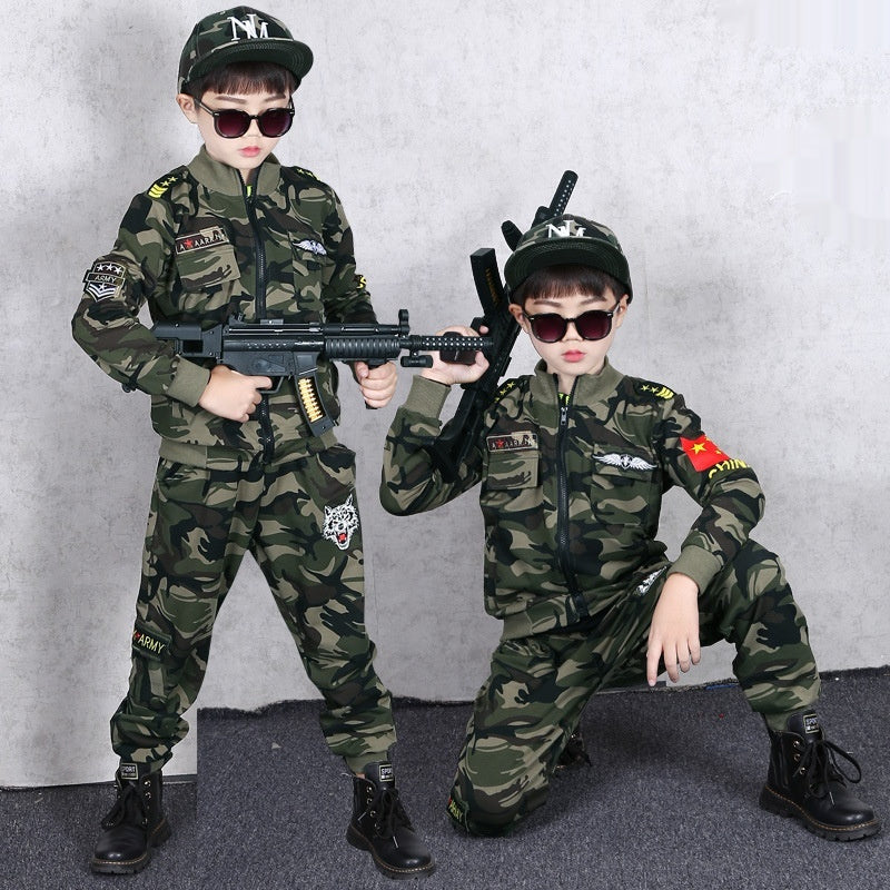 New Autumn Children Camouflage Medium And Big Children Handsome Two-piece Suit
