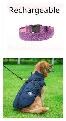 LED Dog Collar Safety Adjustable Nylon Leopard Pet Collar - EL CHEG