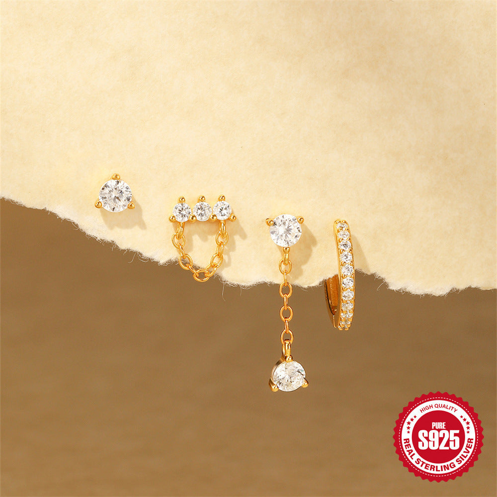 S925 Sterling Silver Cold Style Clover Petal Earrings