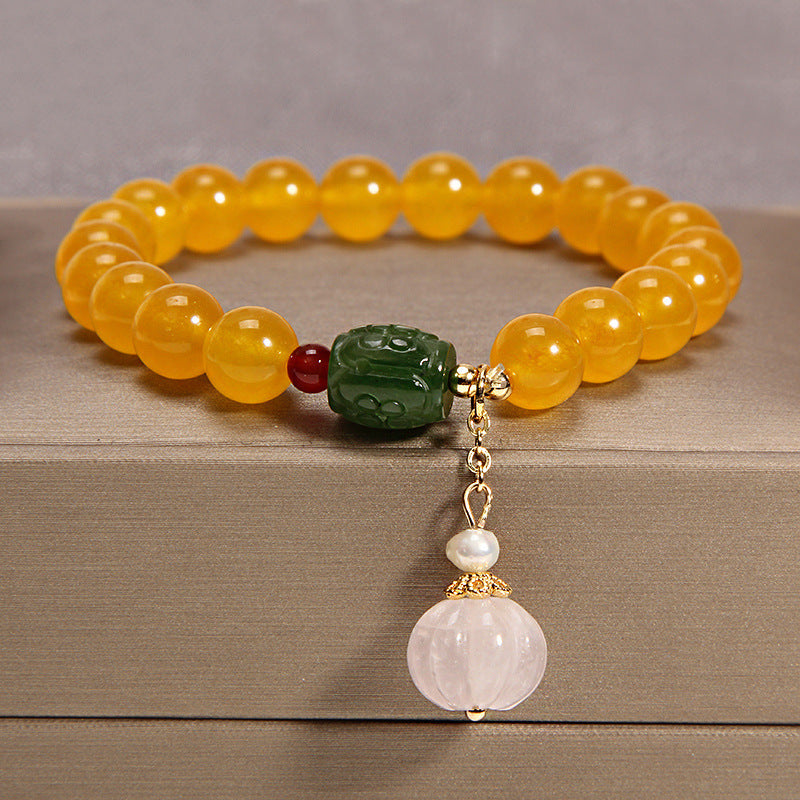 Yellow Agate Crystal Bracelet Female Gold Silk