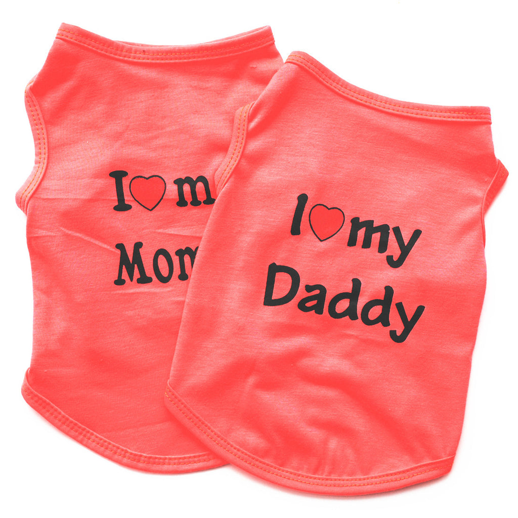 Pet Puppy Clothes Vest Classic Look Love Dad Love Mom