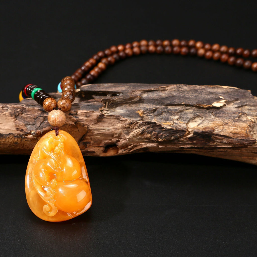 Retro Ethnic Sweater Chain Long Wooden Pendant