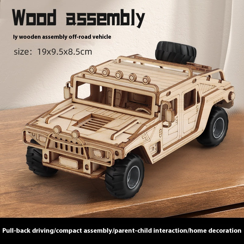 Wooden Assembled Toy Car Warrior Engineering Vehicle Fire Truck DIY Model