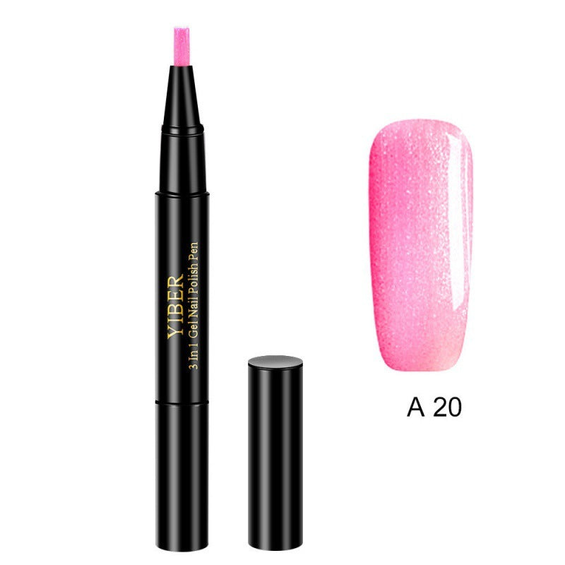 5pcs Nail Polish Pen 3 In 1 One Step Glue Pen Multicolor - EL CHEG