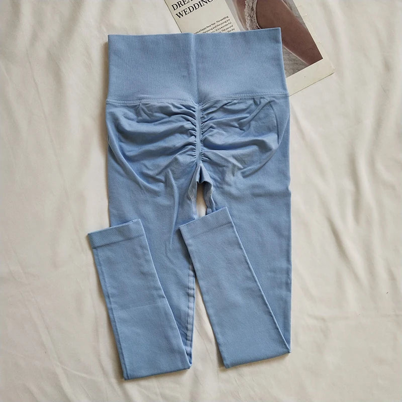 Seamless Sport Yoga High Waist Pants Leggings Sport See Through Yoga Gym Running Quick Dry Pants Scrunch Butt Pants - EL CHEG