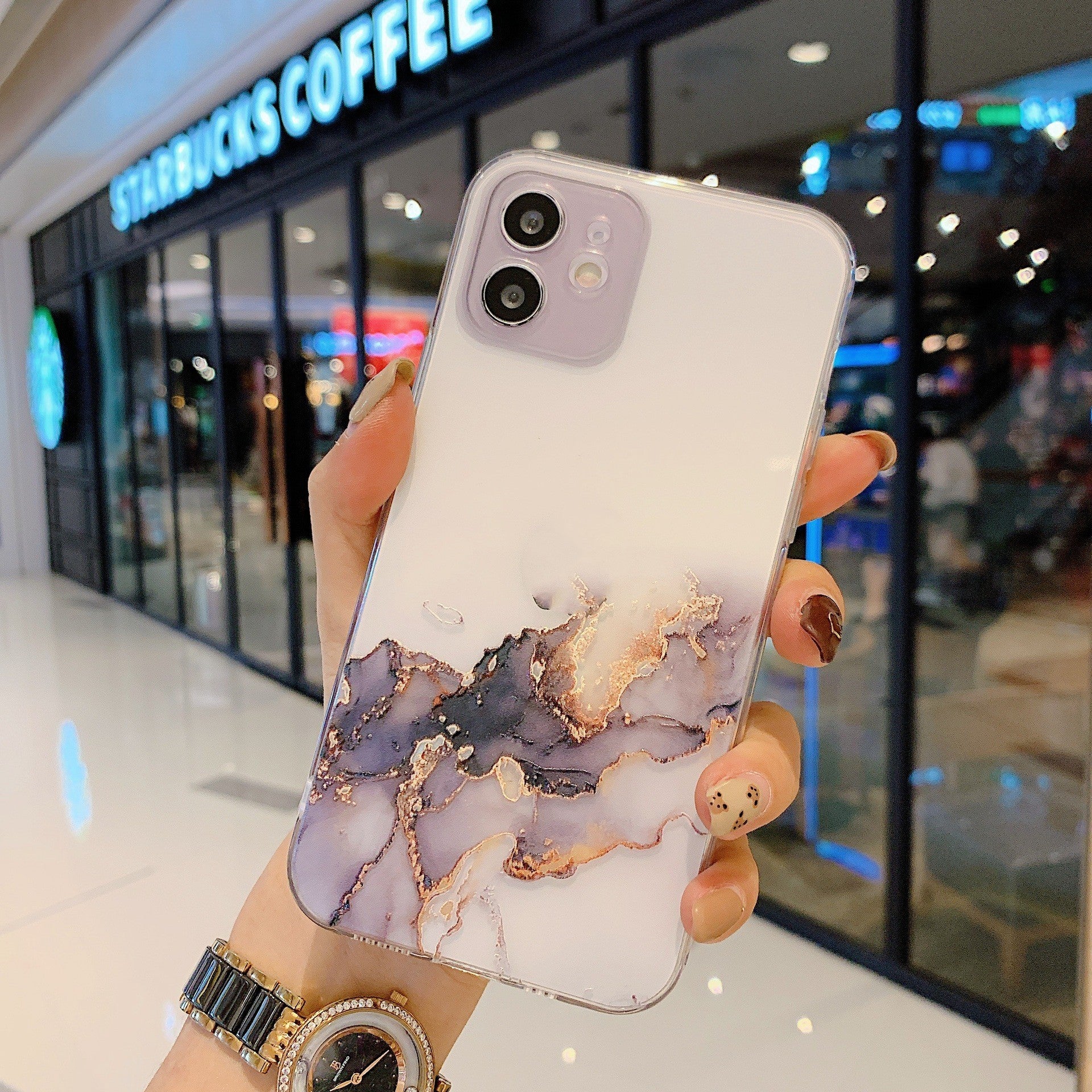 Fine Hole Hollow Marble Tpu Shell Transparent Soft Shell