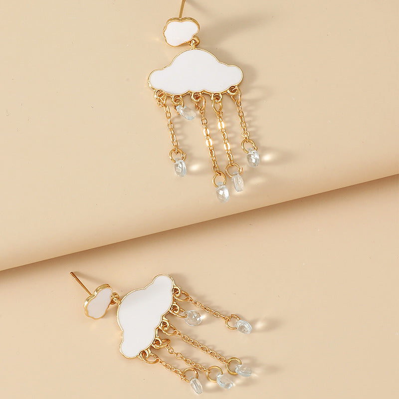 Minimalist Creative Zircon Earrings Ins Style Cute White Clouds Earrings