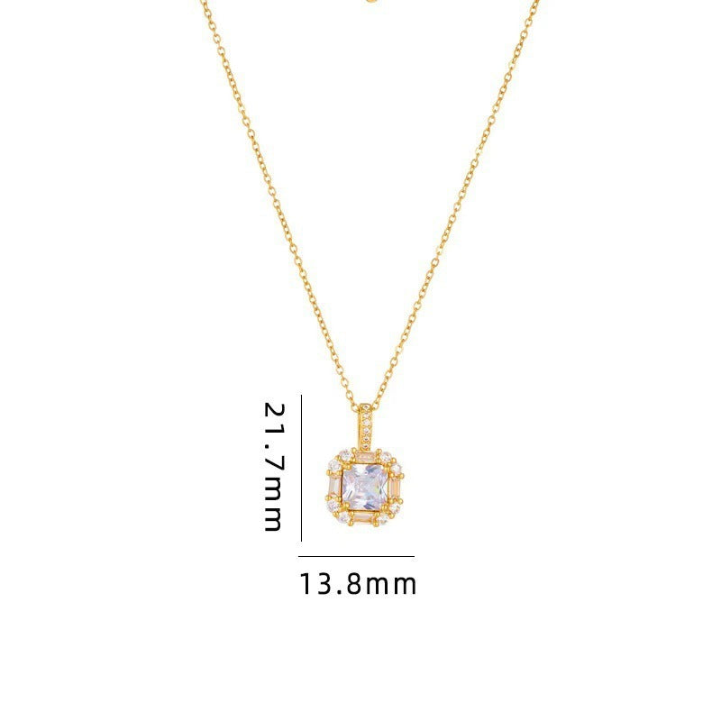 Women's Special-interest Design Inlaid Zircon Titanium Steel Clavicle Chain