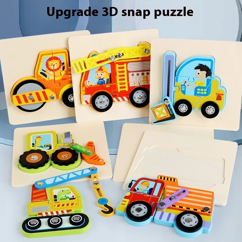 Children Early Childhood Education Develop Wooden Traffic Puzzle Toys.