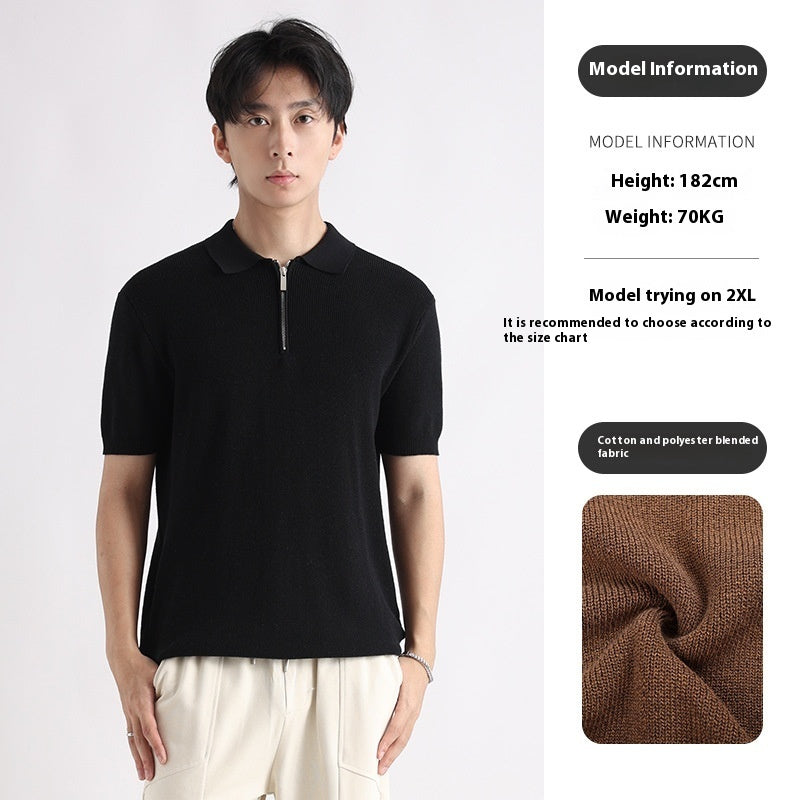 Men's Knitted Short-sleeved Ice Silk Polo Shirt