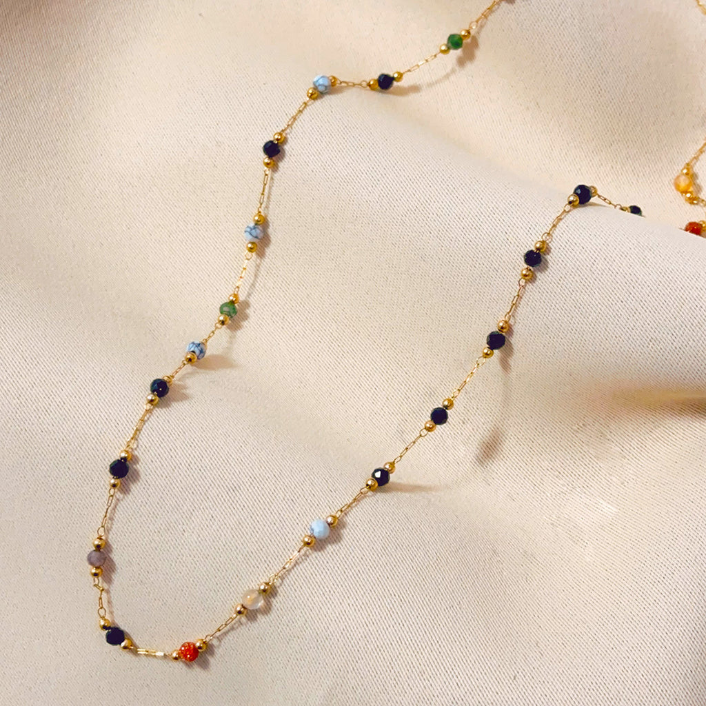 Women's Titanium Steel Retro Simple Natural Stone Necklace