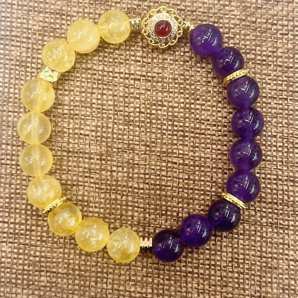 Handmade Women's Yellow Purple, Amethyst Bracelet