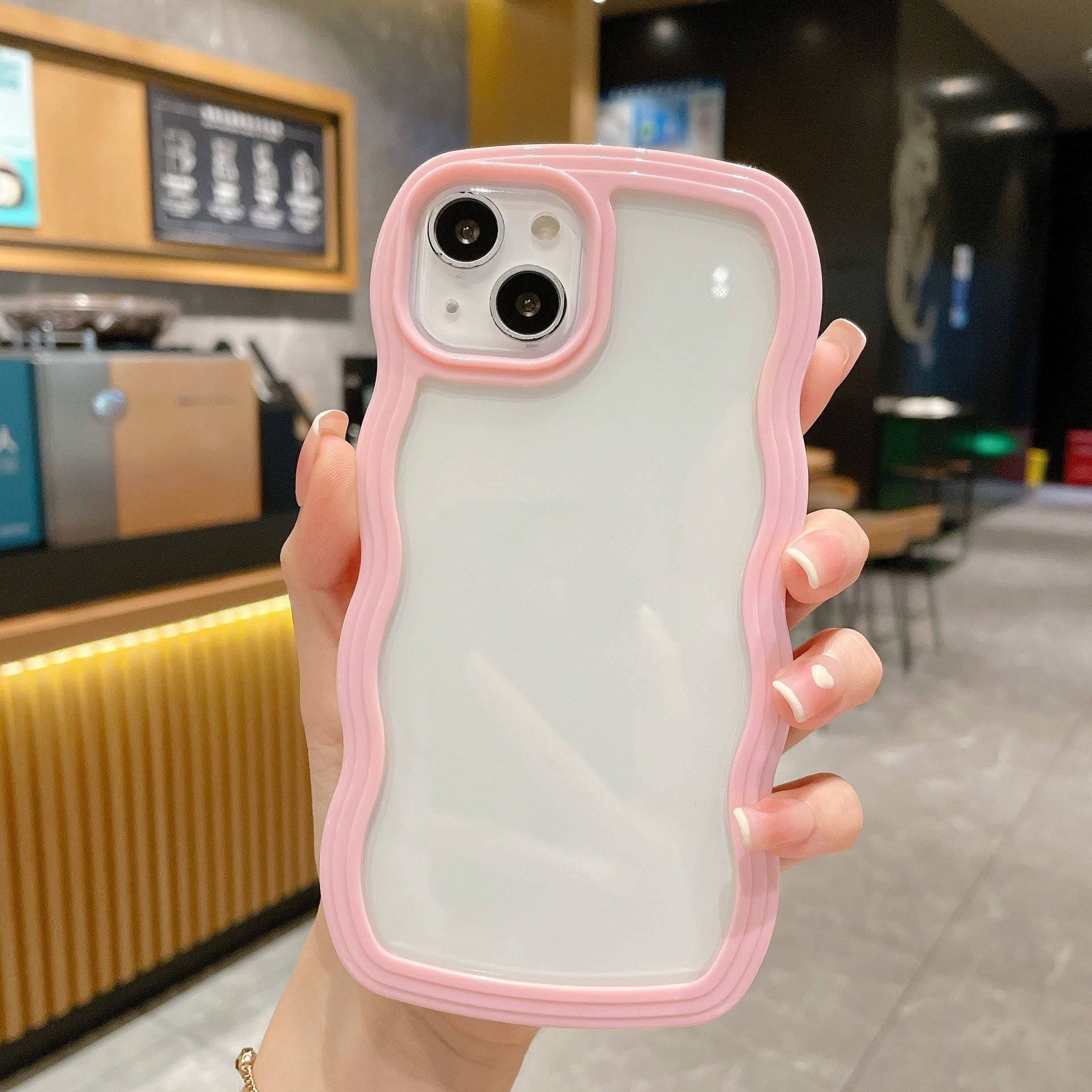 Wave Border Solid Color Phone Case Cover