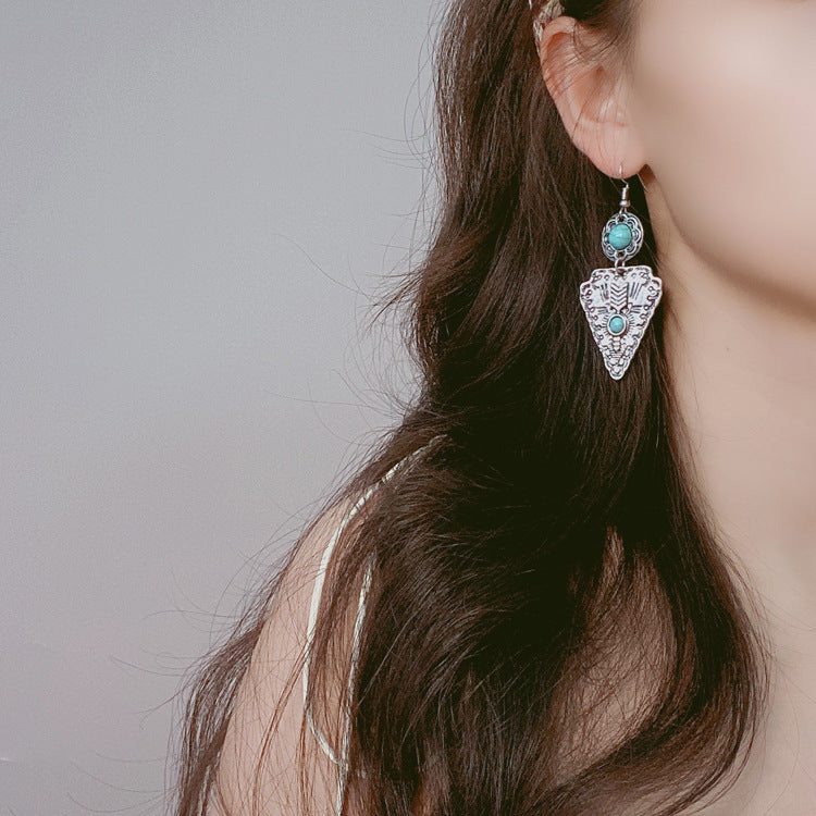 Retro Old Triangle Water Drop Holiday Travel Photo Earrings