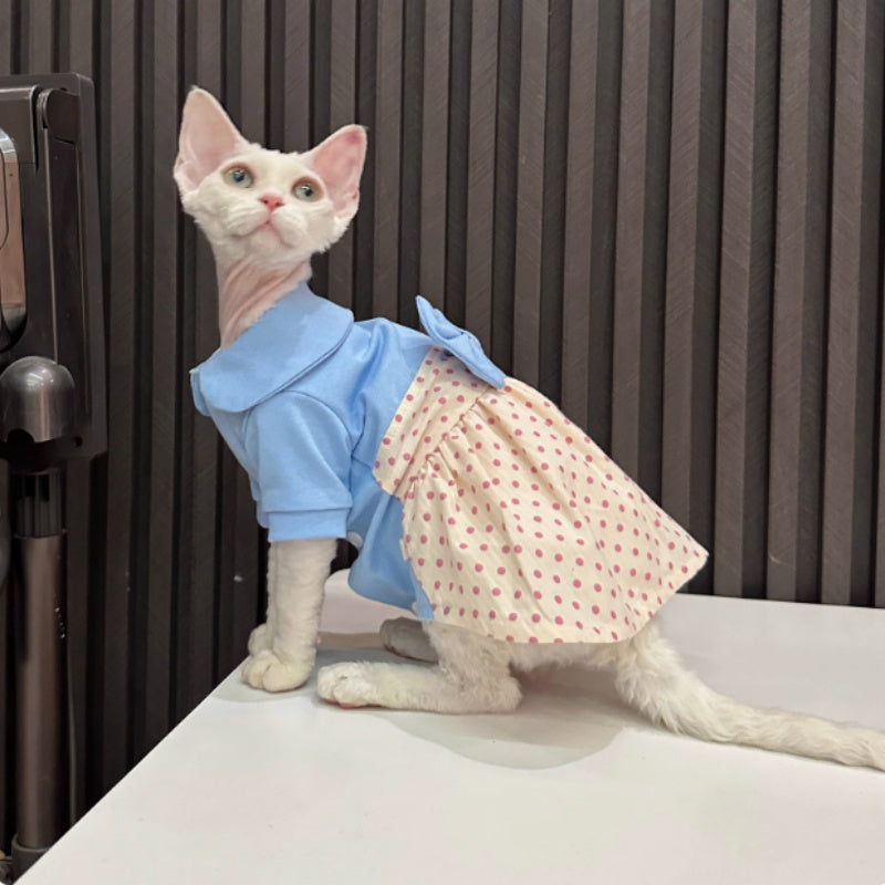 Hairless Cat Polka Dot Bow Skirt