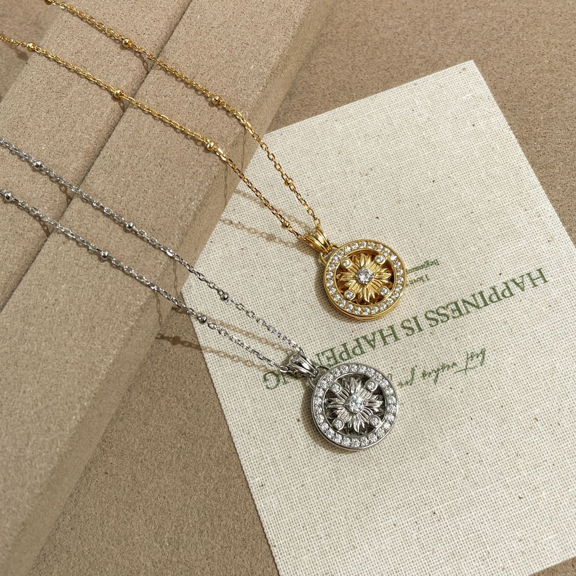 Light Luxury SUNFLOWER Round Necklace