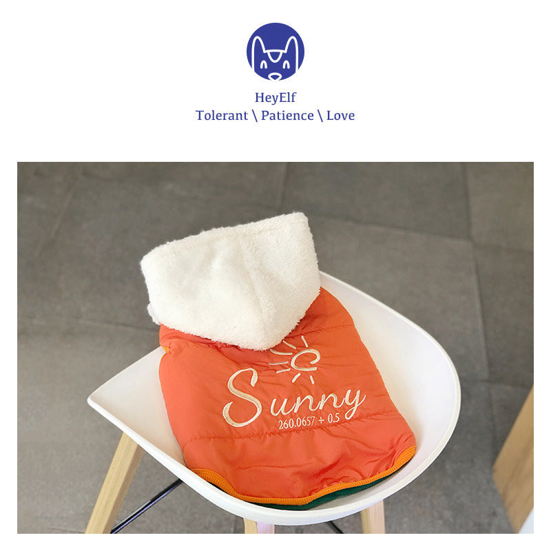 Pet Winter Cotton Dress Dogs And Cats Thermal Extra Thick With Fleece Reversible Coat