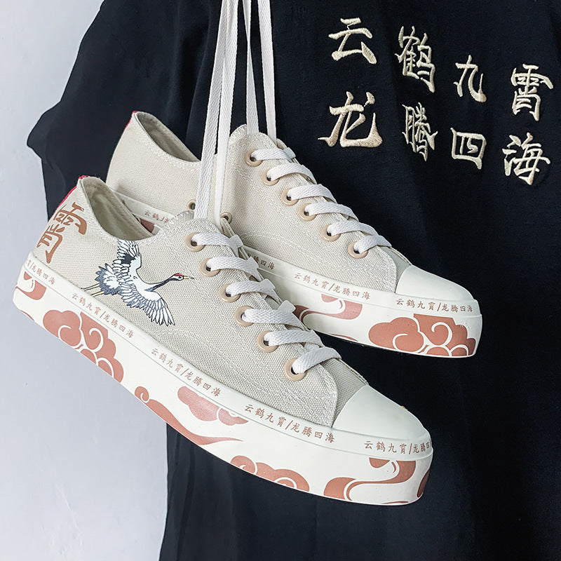Guochao Hand-painted Yunhe Jiuxiao Canvas Shoes Men's Graffiti Tide Version Couple Leisure