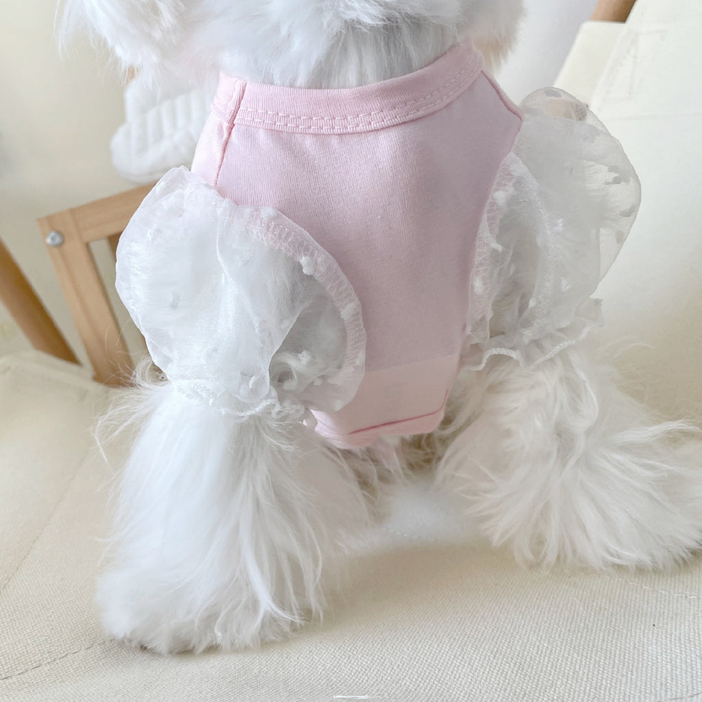 Mesh Puff Sleeve Pet Clothes Puppy Dog Teddy Bichon Pomeranian VIP Schnauzer