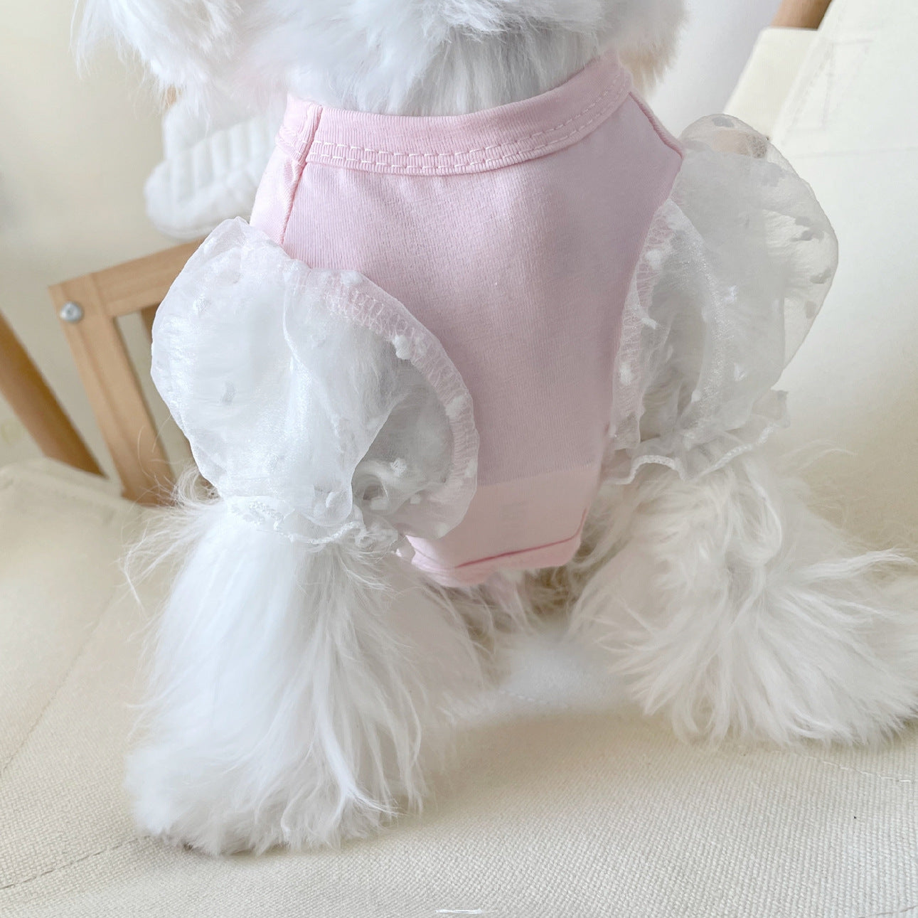 Mesh Puff Sleeve Pet Clothes Puppy Dog Teddy Bichon Pomeranian VIP Schnauzer