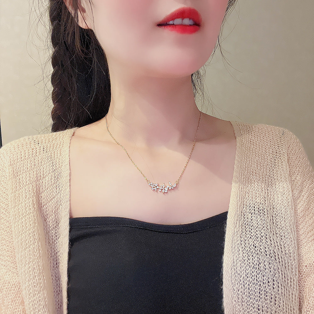 Simple Exquisite Petal Zircon Women's Necklace