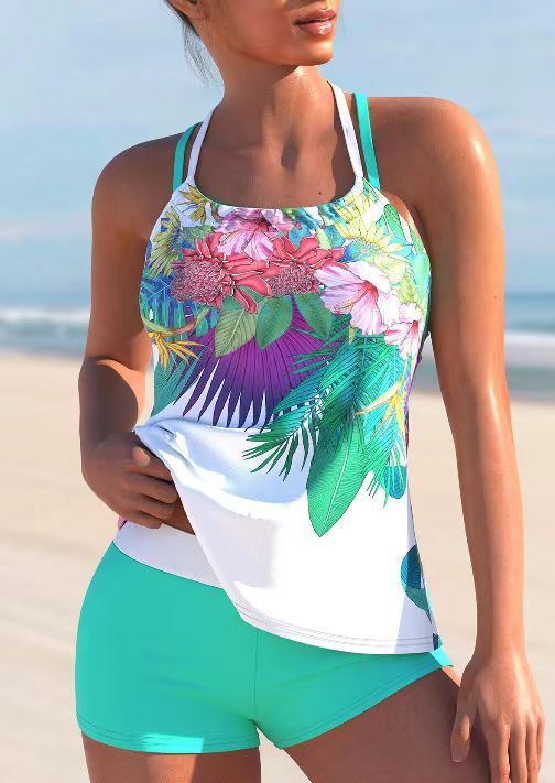 Ladies New Large Flower Split Women's Swimsuit
