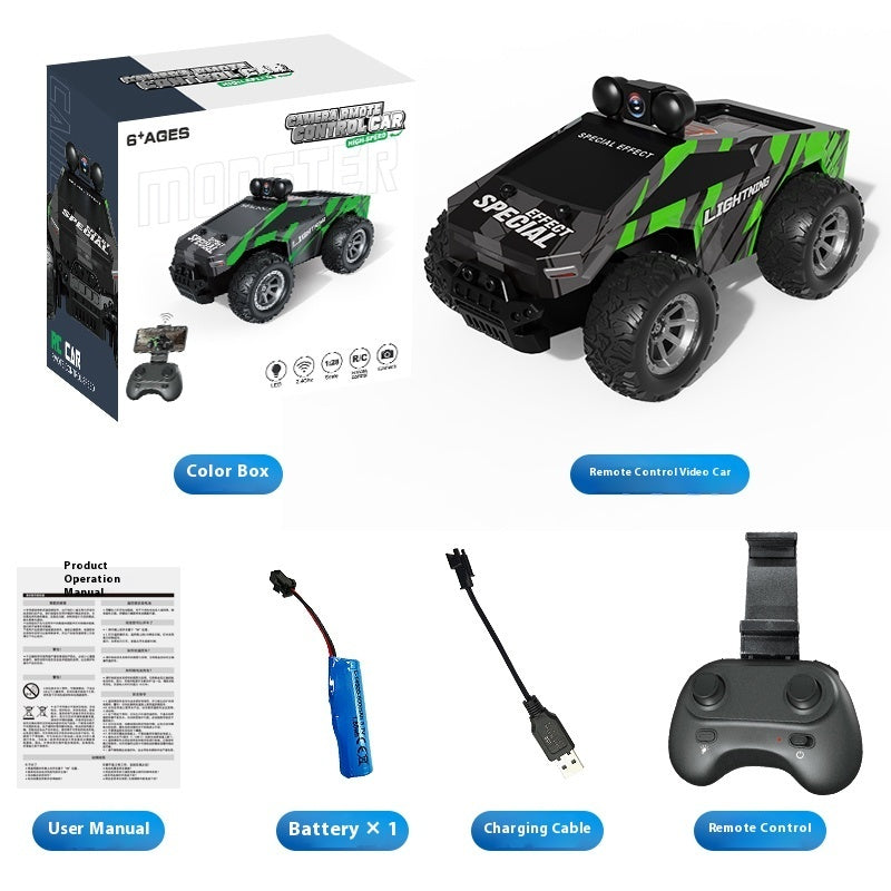 Remote Control Car With Camera Lights High-speed Drifting Car Boys' Toy.