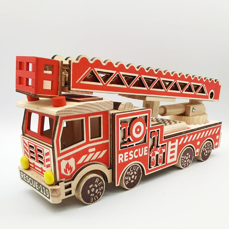 Wooden Fire Fighting Recovery Vehicle Adjustable Toy.