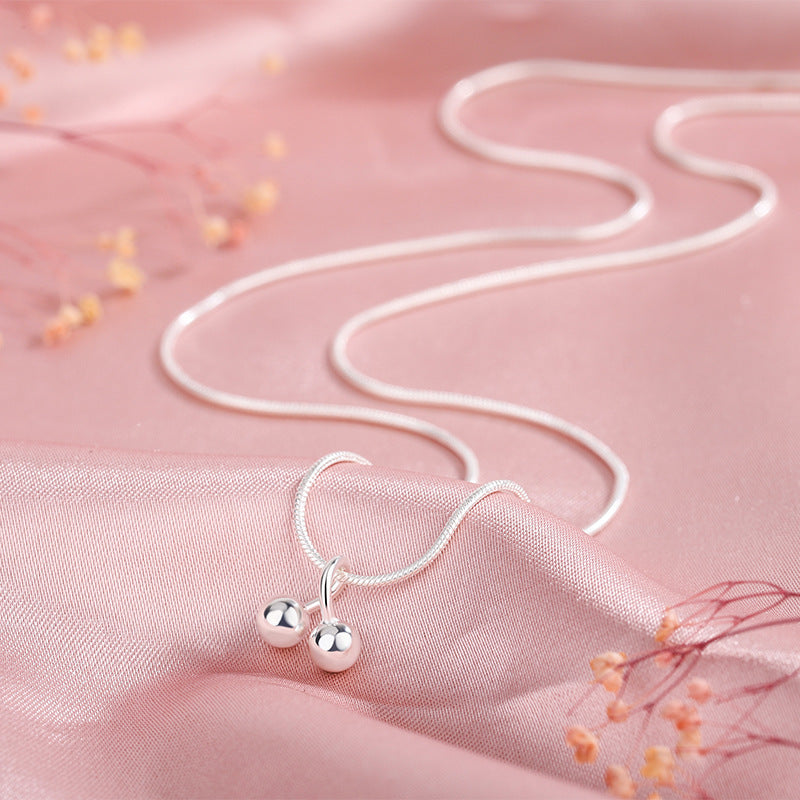 Silver Cherry Necklace Female High Sense Niche
