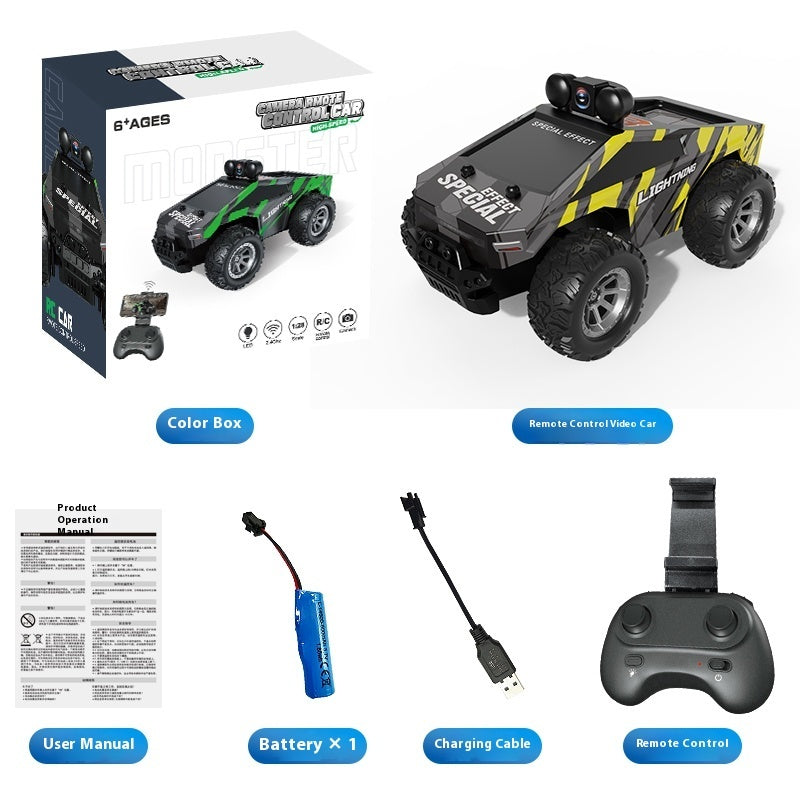 Remote Control Car With Camera Lights High-speed Drifting Car Boys' Toy.