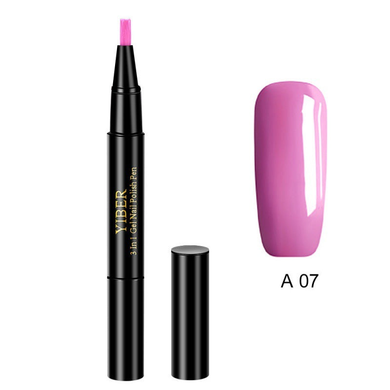 5pcs Nail Polish Pen 3 In 1 One Step Glue Pen Multicolor - EL CHEG