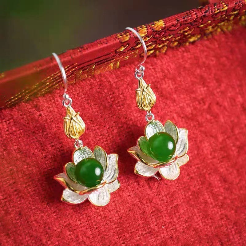 Women's Retro Anemone Eardrops Hairpin Necklace