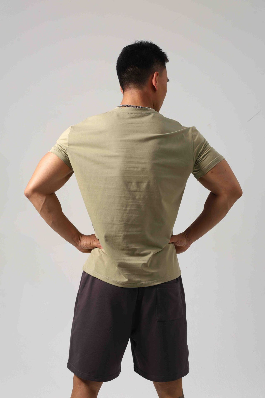 Men's Short Sleeve New Small Neckline Show Muscle Sports Fitness Short Sleeve