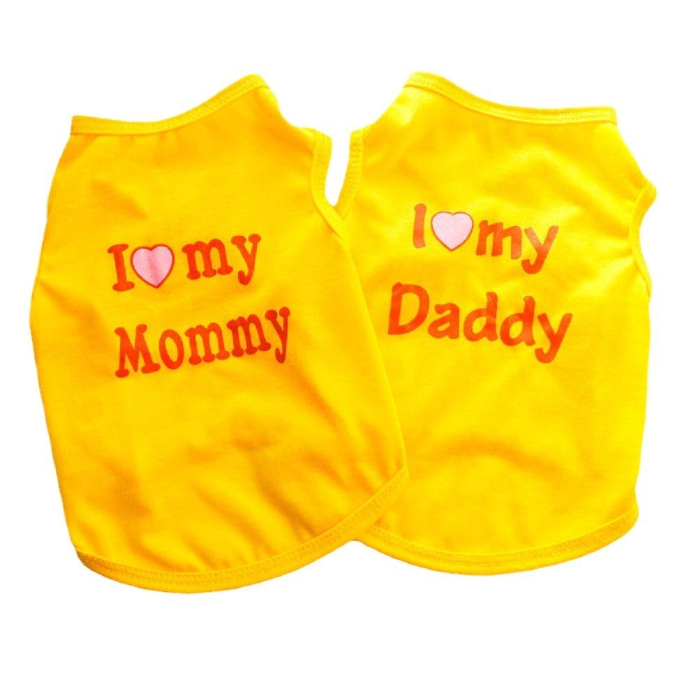 Pet Puppy Clothes Vest Classic Look Love Dad Love Mom