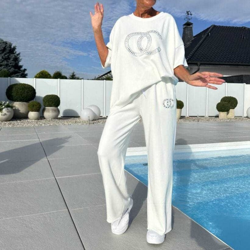 New Women's Casual Fashion Tops Trousers 2 Pieces Suit