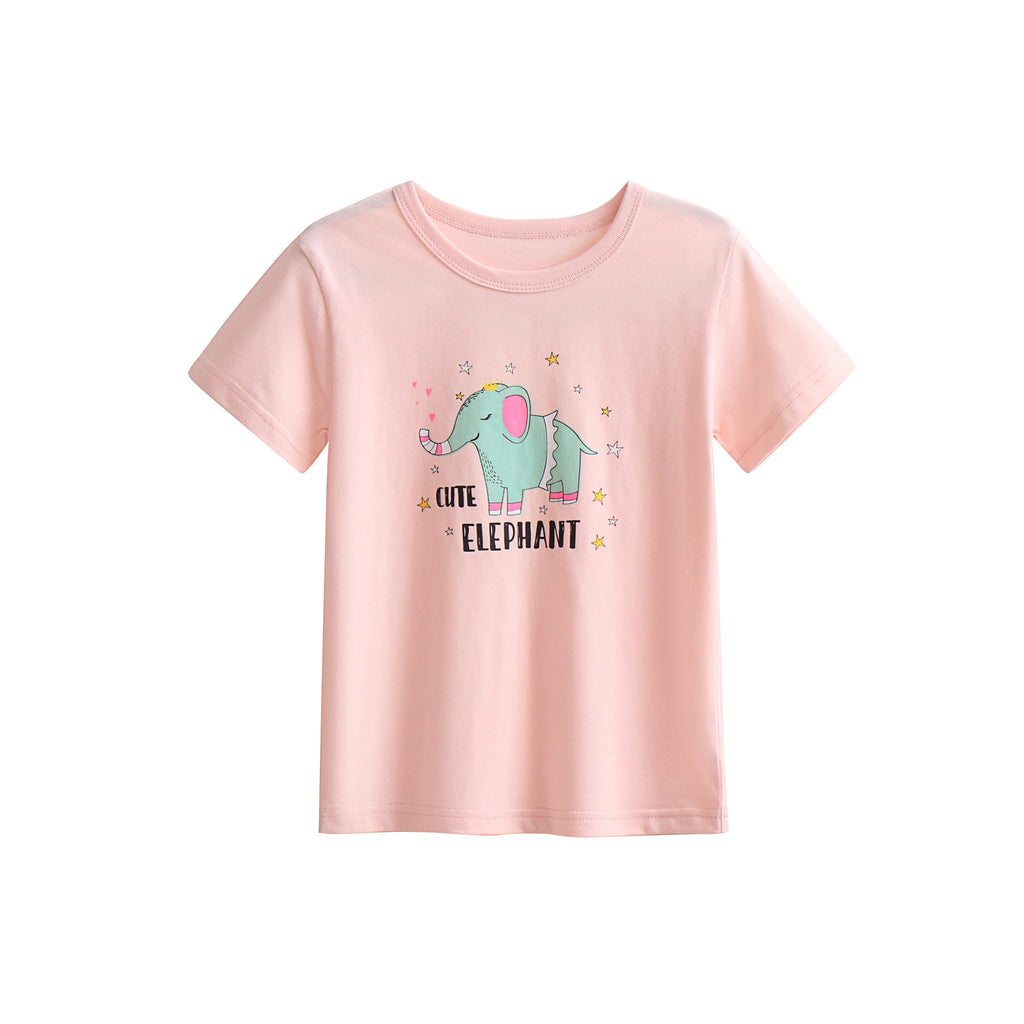 Western Style Cute Girls' Cotton Short-sleeved T-shirt