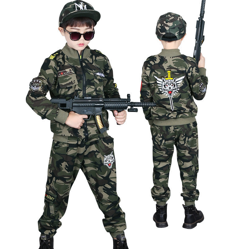 New Autumn Children Camouflage Medium And Big Children Handsome Two-piece Suit