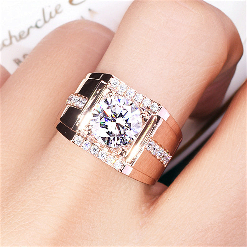 High Carbon Diamond Zircon Men's Imitation Moissanite Ring