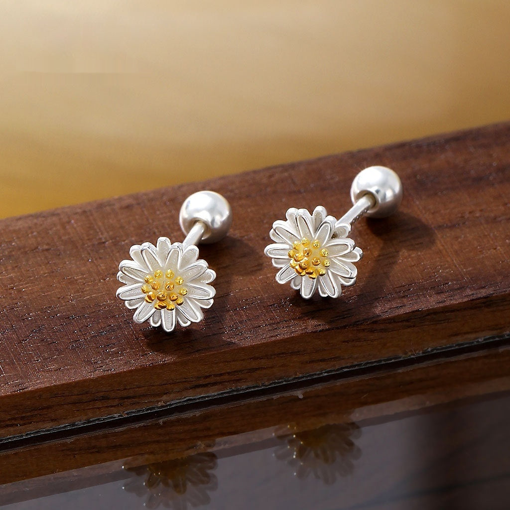 S999 Silver Mori Fashion Little Stud Earrings For Women