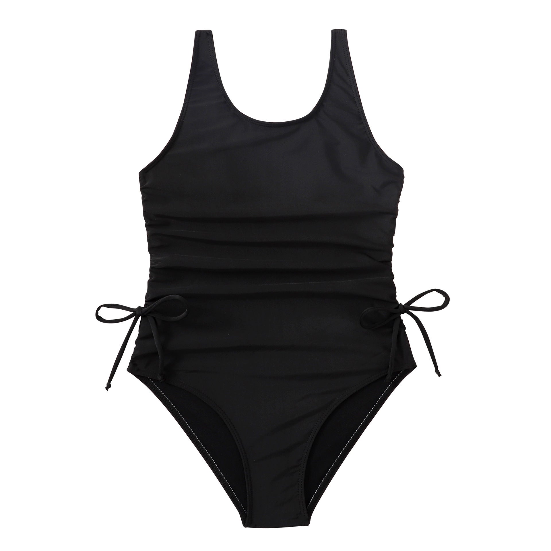 Bikini Solid Color Pleated Tie Than Swimsuit