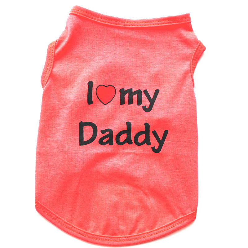 Pet Puppy Clothes Vest Classic Look Love Dad Love Mom