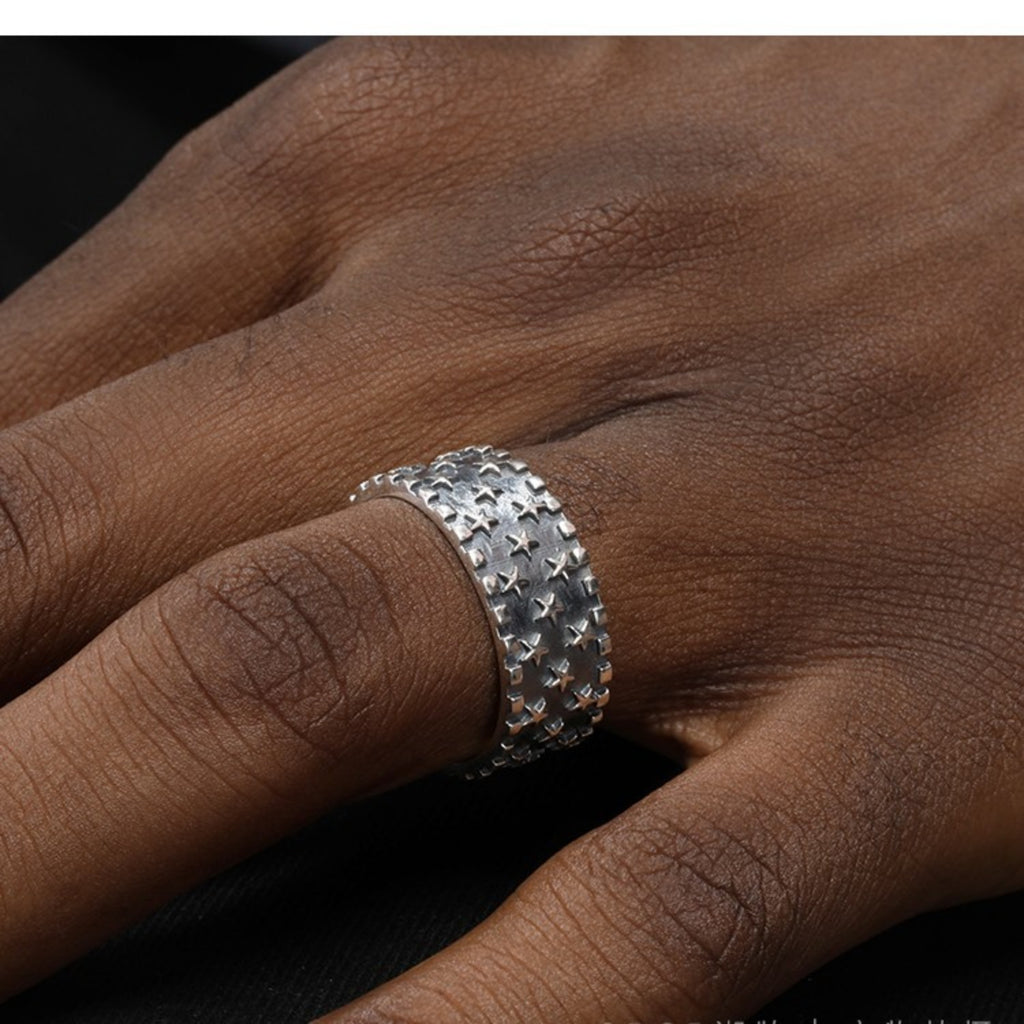 Pure Silver Multi Five Pointed Star Ring For Men And Women