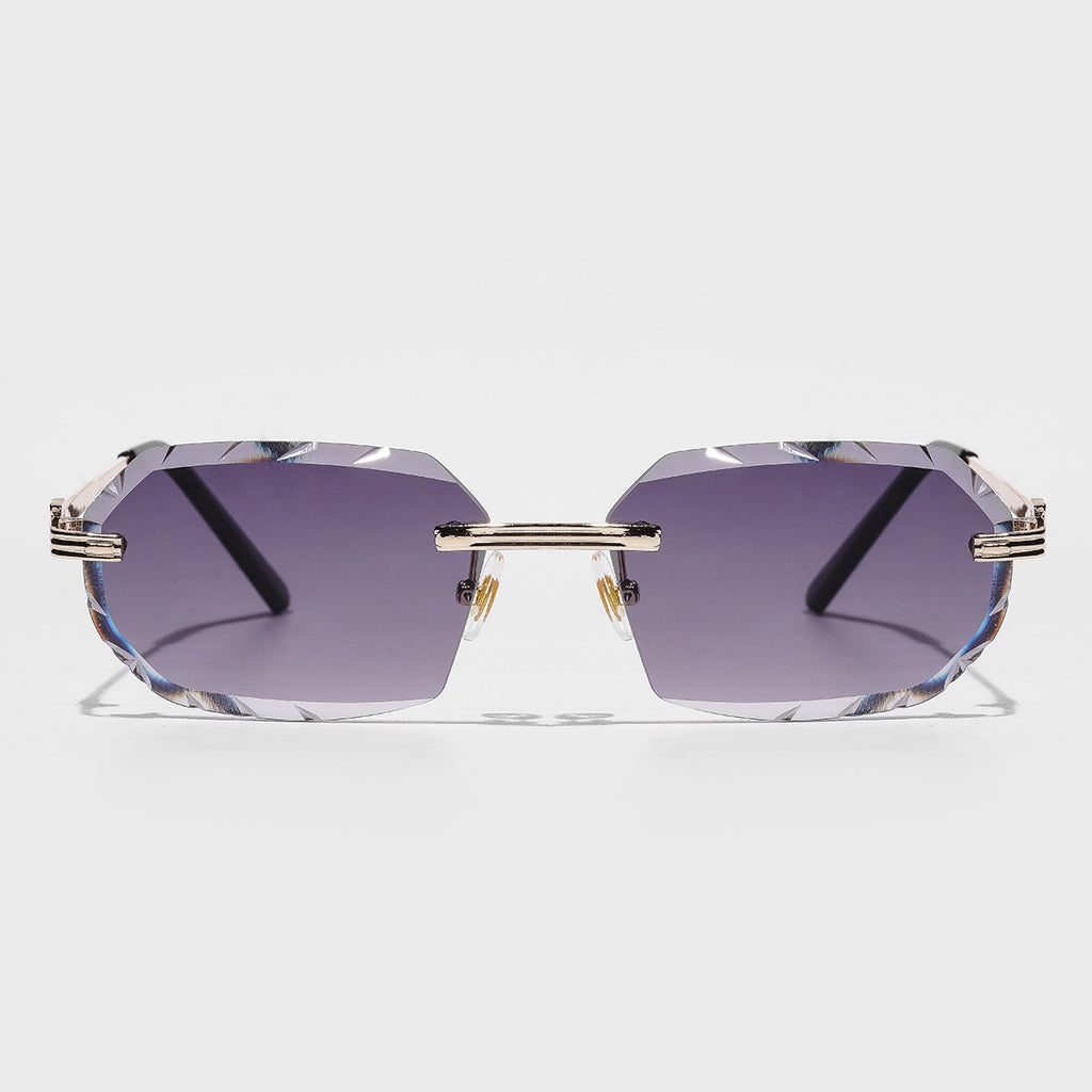 Metal Frameless Diamond Cut Sunglasses