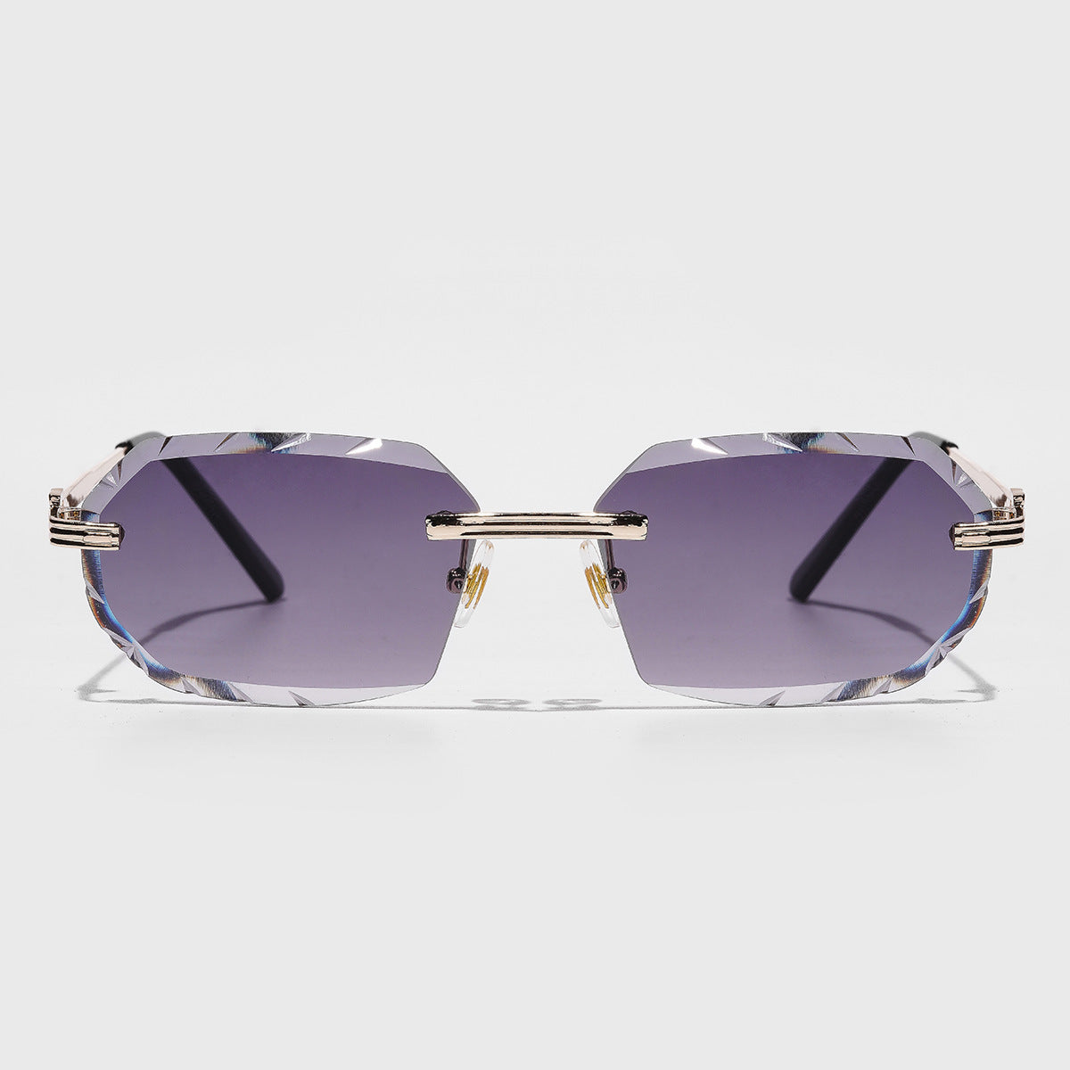 Metal Frameless Diamond Cut Sunglasses