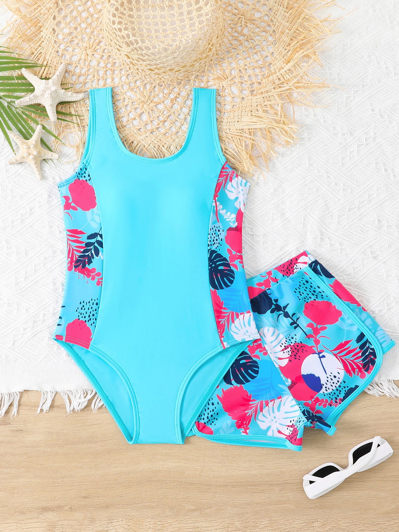 Children's Swimsuit Girls' Middle And Big Children's One-piece Boxers Two Piece Swimwear