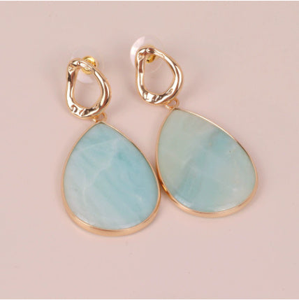 Geometric Female Amazonite Water Drop Earrings