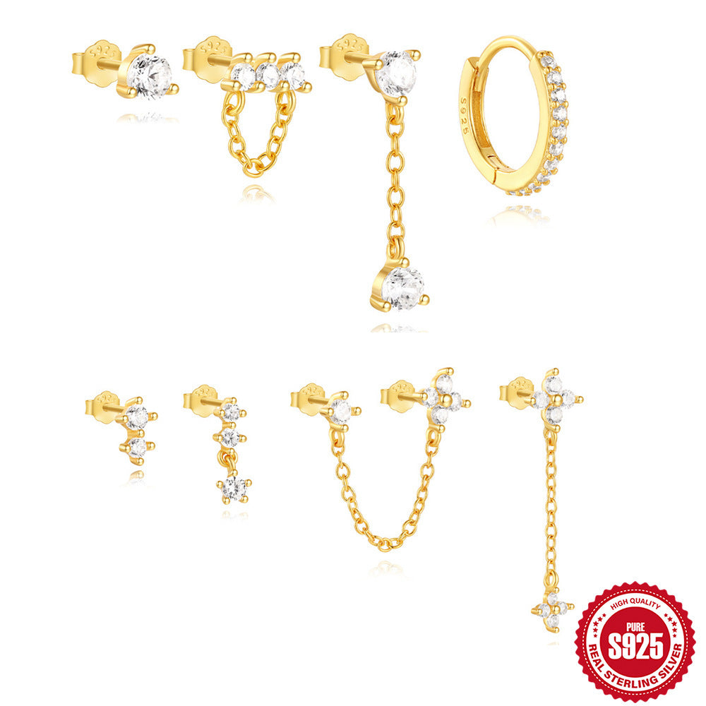 S925 Sterling Silver Cold Style Clover Petal Earrings