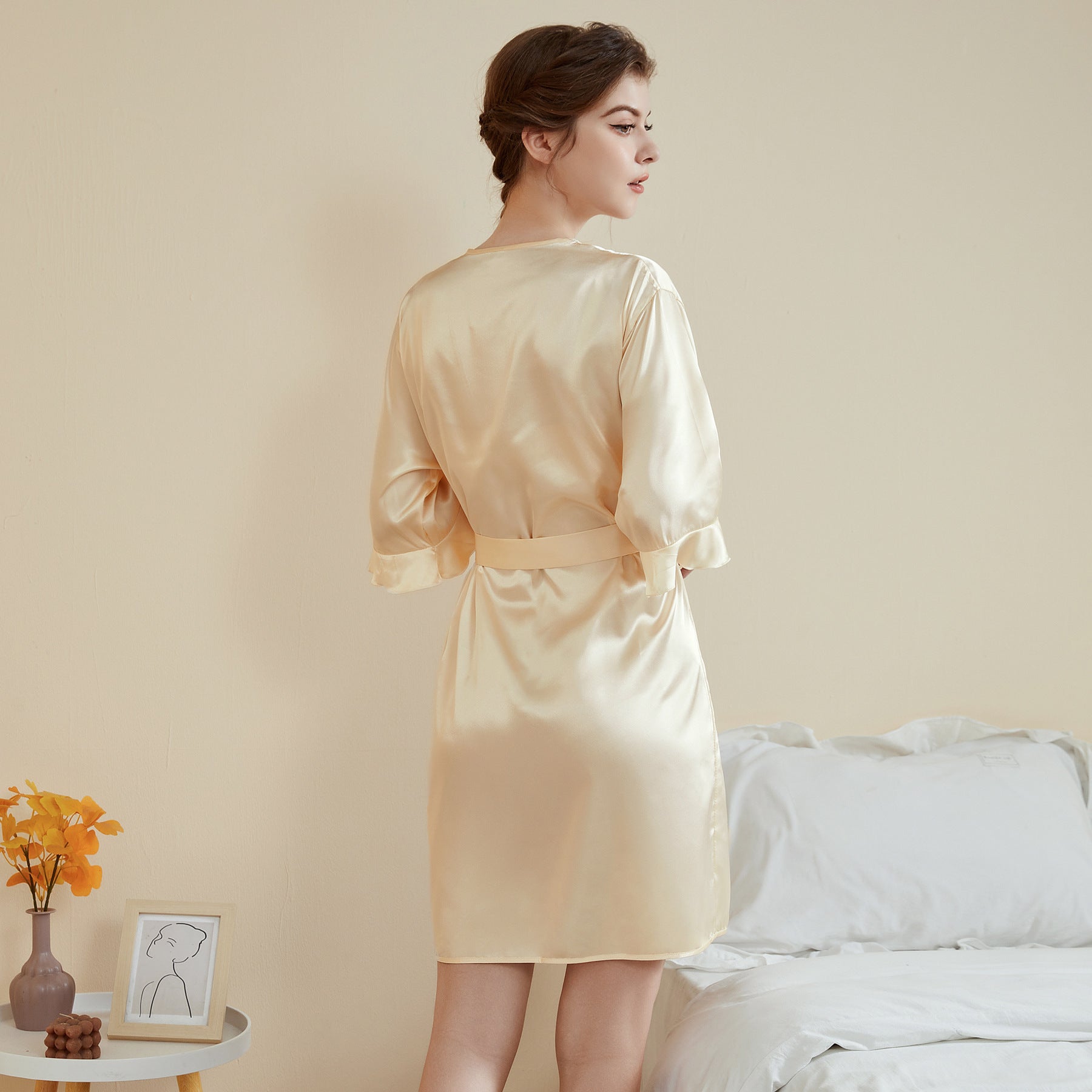 Ruffle Sleeve Cool Short Nightgown Bathrobe Home Wear