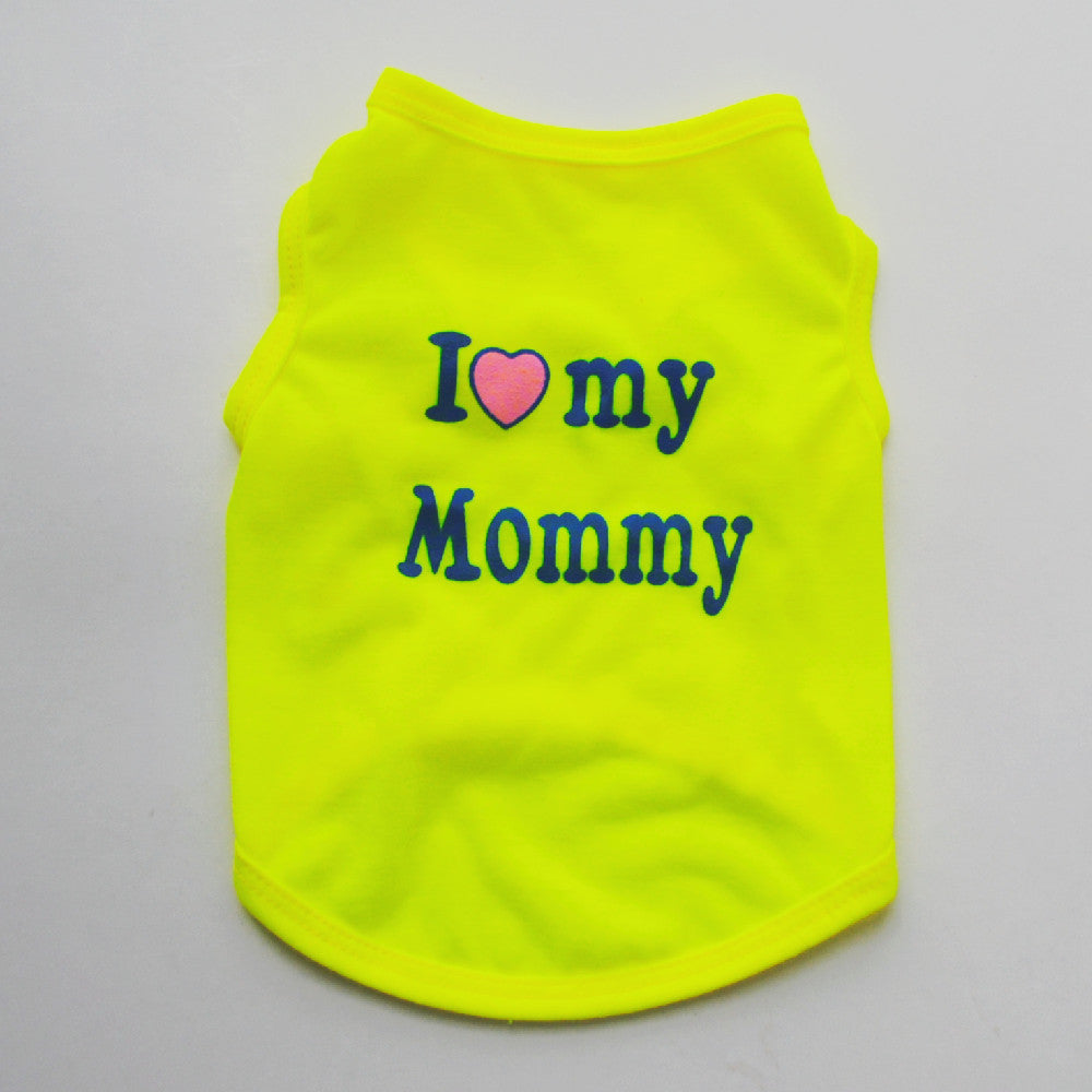 Pet Puppy Clothes Vest Classic Look Love Dad Love Mom